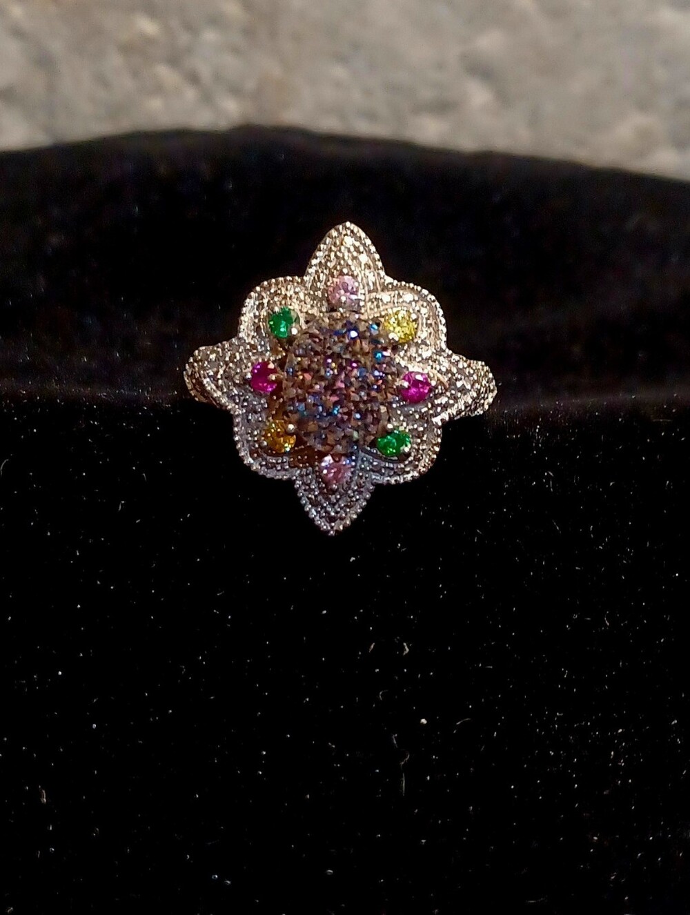 Blue Drusy Oval 2.ct With Multicolor Accents